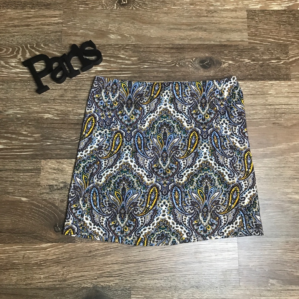 J. Crew Paisley yellow, blue, & green skirt 0